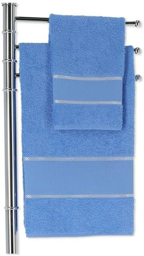 Casatessile Aida Paar Stickerei Handtücher Set mit 2 Gesichts- und Bidet-Badetüchern - BLU MARE