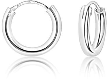 DTPsilver® 925 Sterling Silber Creolen Ohrringe - Klein/Mittelgroße/Groß - Dicke 2 mm - Durchmesser: 16 mm