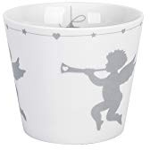 Krasilnikoff - Becher, Tasse - Happy Cup - Cherub Angels - weiß, grau - ca. 400 ml - Höhe: 9 cm