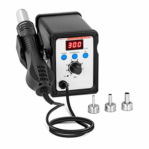 Stamos Soldering Station De Soudage Air Chaud Soudure Dessoudage Fer À Souder Numérique Professionnel Dessouder CMS Buse S-LS-73 (Pistolet 700 W, Débit 4 l/min, 100-500 °C, Afficheur LED, 3 Buses)