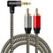 3.5mm to 2RCA Audio Cable 1M,Hanprmeee [Dual Shielded Gold-Plated] 3.5mm Male to 2RCA Male Stereo Audio Adapter Coaxial Cable Nylon Braided AUX RCA Y Cord for Smartphones,MP3,Tablets,HDTV.(1M/3FT)