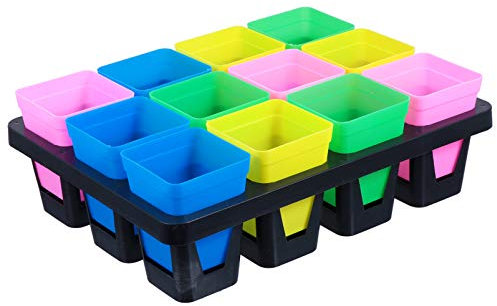 YARNOW 12 Griglie Vaso di Piante in Plastica Quadrata Colorata Vaso di Fiori Semi di Piante Vassoio Germinazione di Vivaio di Semina Contenitori per Vivaio per Piantina
