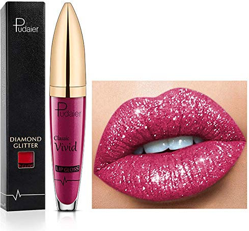 18 Farben Diamant glänzender langanhaltender Lippenstift,3D Shining Stars Perlglanz Lipgloss,Shimmer Metallic Texture Liquid,lang anhaltender Lipgloss,wasserdichte langlebiger Not Stick Cup (14)