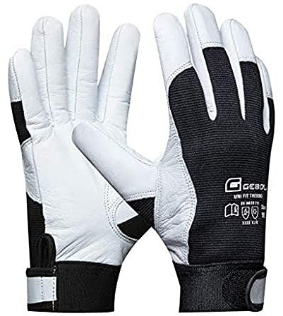 Gebol - Uni Fit Thermo, Winterarbeitshandschuhe aus Ziegenleder mit Klettverschluss, Thermohandschuhe mit kälteisolierendem Futter, Inhalt: 1 Paar, Größe XL (Gr. 10), Farbe: Weiß/Schwarz