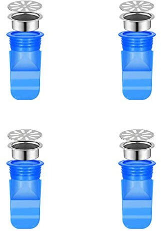 Silikon Spüle Bodenablauf Universal Küche Stöpsel Waschbecken Universal Haarsieb Dusche Filter Stöpsel mit Geruchsstop und Haarsieb Abfluss für den Boden Duschabfluss Ventil Ablauf Blau 4 Stück