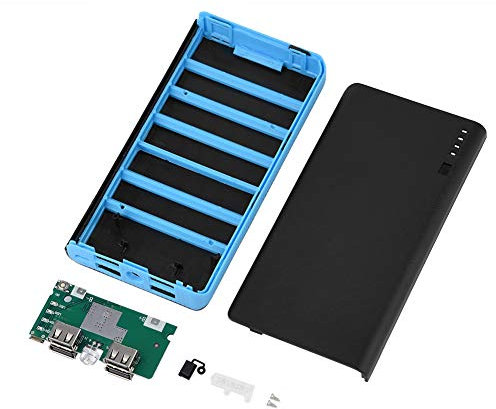Power Bank, 20000mAh Ultra‑Large Capacity Power Bank DIY Box, 4 USB Output Fast Charge Mobile Power Bank Case Plastic Shell DIY Kit(Blue)