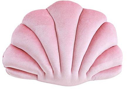 URFEDA Muschelförmiges Kissen, Meeresmotiv, gefülltes Kissen, Plüschkissen, Samtkissen, handgefertigtes Nickerchenkissen, dekoratives Dekokissen für Schlafzimmer, Sofa, 32 x 25 cm