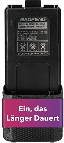 MIRKIT - BAOFENG Akku BL-5 L - 3800 mAh Li-Ion BAOFENG Erweiterte Akku kompatibel mit UV-mk5 BF-8HP UV-mk5X3 RD-mk5 UV-mk5TP UV-mk5+, UV-5X3 Zwei-Wege-Funkgeräte, Baofeng UV-5R