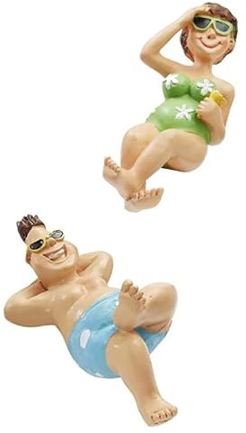 Souvenirs 2er Set Bade-Urlauberin für Liegestuhl ca. 6 cm und Bade-Urlauber cm, Blau Grün, 3870393