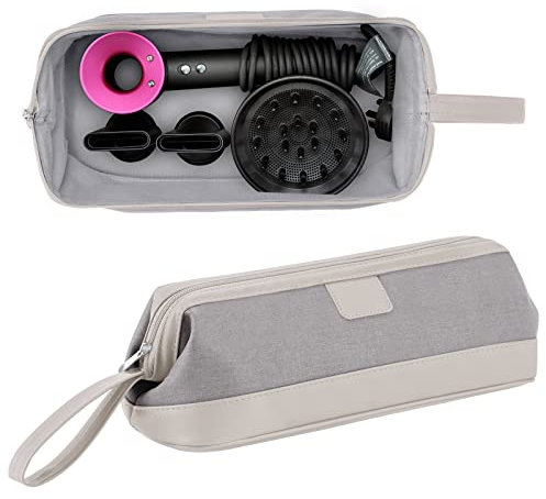 Kyrio Universal-Aufbewahrungstasche für Haartrockner mit Reißverschluss, kompatibel mit Dyson Supersonic Haartrockner, Dyson Airwrap Styler-Zubehör, Reise-Kosmetik-Organizer (grau)