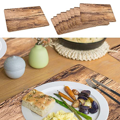 Platzmatten 10er Set | 44x28,5cm Holzoptik Eiche | Tischset Platzset Tischauflage Tellerunterlage