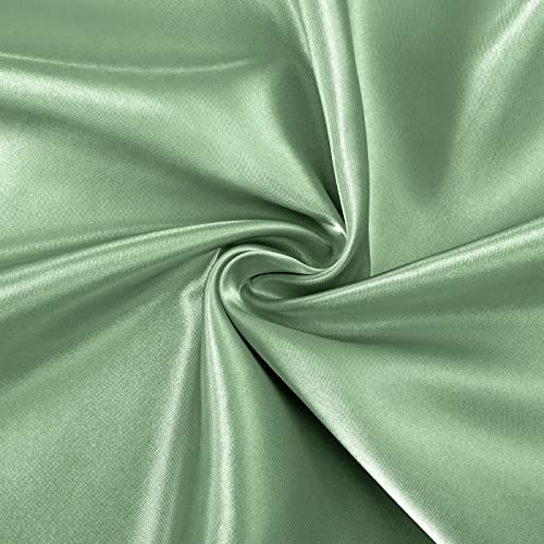 Horbaunal Tissu en satin vert sauge 152,4 cm de large par le yard, tissu en satin doux Charmeuse pour robe de mariée, loisirs créatifs, costumes, 4,6 m