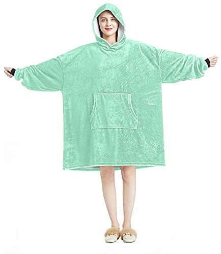 Pure Light Green Color Wearable Blanket Hoodie,Oversized Kapuzendecke Sweatshirt, Multicolor, Einheitsgröße
