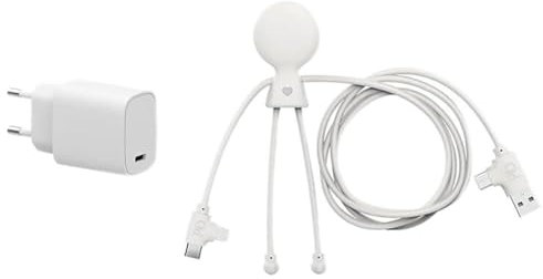Chargeur Rapide Xoopar Mr Bio Fast Pack 60W - Adaptateur Secteur USB‑C 20W PD 3.0 - Transfert de données - Compatible pour Smartphone Universelle iPhone/iPad/Samsung/Huawei/Xiaomi/Wiko/ - Blanc