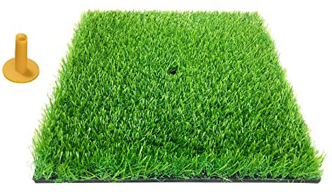Golf Übungsmatte, 30 x 30cm Golf Matte, Abschlagmatte Golf im Innen und Außenbereich, Tragbar Abschlagmatte inkl für das Chipping Putting Training (Langes Gras)