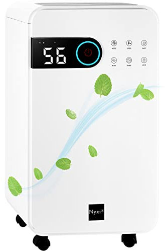 Nyxi 16L Home Dehumidifier per Day, Clothes Drying Function, Continues Drainage, 24 Hours Timer, Removes Condensation, Damp, Moisture and Purifies Air, Ideal for Homes, Offices, Basements, Laundry