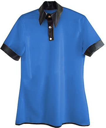 Latex Unisex marineblau und schwarz kurze Ärmel Top 0,4 mm Gummi