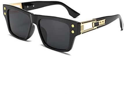 Long Keeper Retro Sonnenbrille Eckig für Herren Damen Klassisch Sonnenbrille Quadratisch Vintage Brille Goldener Rahmen mit UV400 Schutz, 54MM