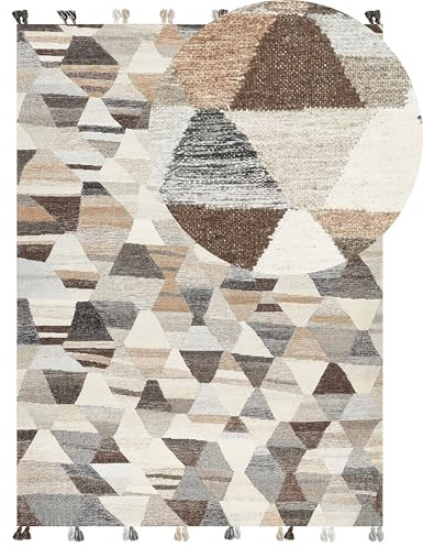 Beliani Kelim-Teppich Wolle bunt 160 x 230 cm handgewebt Patchwork Kurzflor Argavand