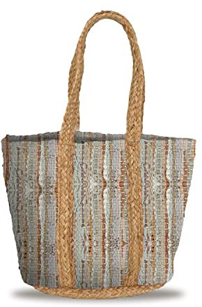 Banzaii Bolsa de verano para mujer, bolso bandolera colorido, bolso de hombro bohemio de paja para el mar, tejido a mano Santorini Beige