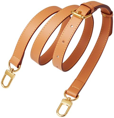 BMBMLV Vachetta Lederriemen, verstellbarer Crossbody-Gurt für kleine Taschen, Pochette Mini NM Eva Favorite PM MM Nano Speedy (Honighellgelb)