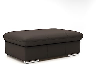 CAVADORE Echtleder-Hocker Valerie / Polsterhocker mit Metallfüßen als Beistellhocker, Fußhocker, Sitzgelegenheit, Couchtisch / 102 x 43 x 68 / Leder Dunkelbraun