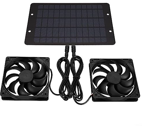 SPORTARC Solarpanel Abluftventilator, Solar Abluftventilator Belüftung, Gewächshaus Lüftung Ausrüstung, Outdoor Wasserdicht Solar Fan Kit, Dual Fan