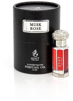 AYAT PERFUMES – Parfüm-Extrakt 12 ml | schöne Flasche verpackt in einer eleganten Box | Attar Unisex ohne Alkohol | lang anhaltendes Duftöl | arabischer Duft, hergestellt in Dubai (Moschus Rose)
