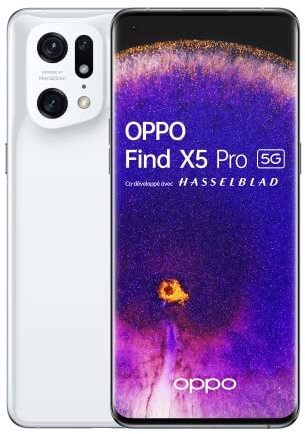 OPPO Find X5 Pro – Blanc - Smartphone 5G, 12 Go RAM + 256 Go, Écran 6,7'' AMOLED WQHD+ 120Hz, 1 Milliard de Couleurs, 5000mAh, IP68,[version FR] (Reconditionné)
