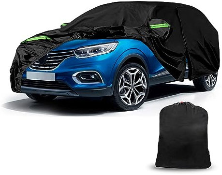 wasserdichte Autoabdeckung Kompatibel mit Renault Kadjar 2015–2022, Vollgarage Autoplane für Schnee Regen Staub Hagel Schutz mit Reißverschluss und Baumwollfutter