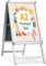 STANDNEE Panneau de Trottoir Exterieur A2 Pavement Signe Cadre Panneau Double Face Affichage A-Board Porte Affiche Porte-Signe Pour La Publicité (Argent-A2)