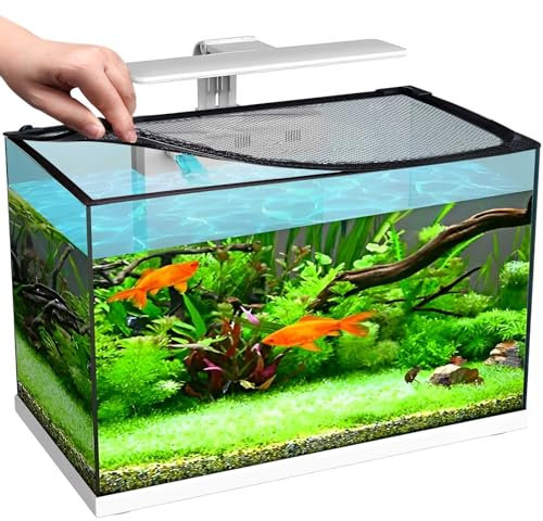 FWUNYVN Magnetisches Fischtank-Schutznetz, DIY-Aquarium-Anti-Springnetz, verhindert, dass Schildkröten, Fische und Reptilien aus den Schildkrötenbecken entkommen, für einen Umfang von bis zu 80 cm x