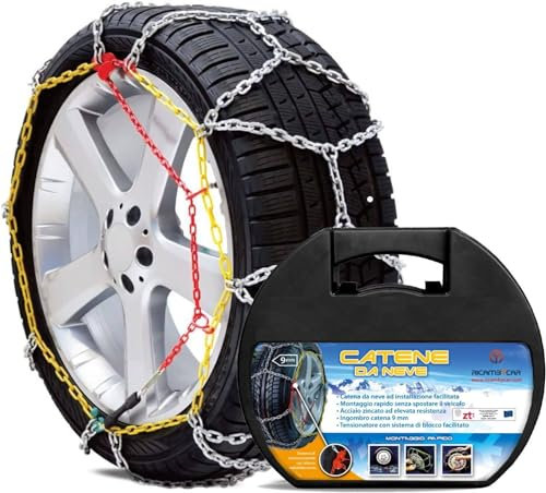 Ricambycar Schneeketten, 9 mm, Gruppe 80, zugelassen nach Italien EN 16662-1, schnelle Montage, Autoketten, geeignet für Geländewagen und Nutzreifen