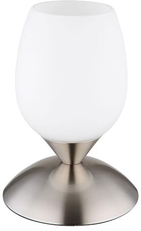 Tischlampe rauch Nachttisch Lampe Tischleuchte Glas 1 flammig Touch, Schlafzimmer Metall Glas, 1x E14 Fassung, DxH 12,5x18 cm