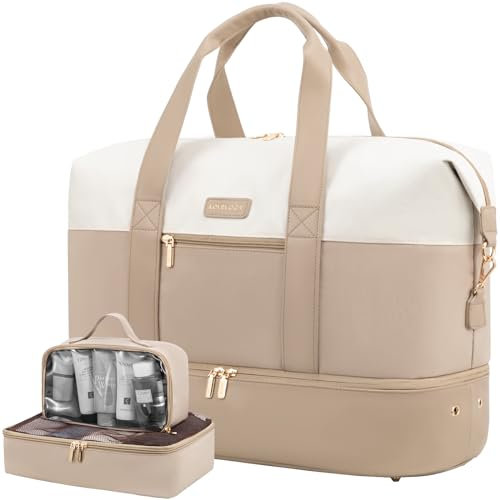 LOVEVOOK Cabin Bag 45x36x20, Waterproof Travel Bags for Women Hospital Holdall Overnight Duffle Bag with Shoes Compartment, Carry On Hand Luggage for Underseat