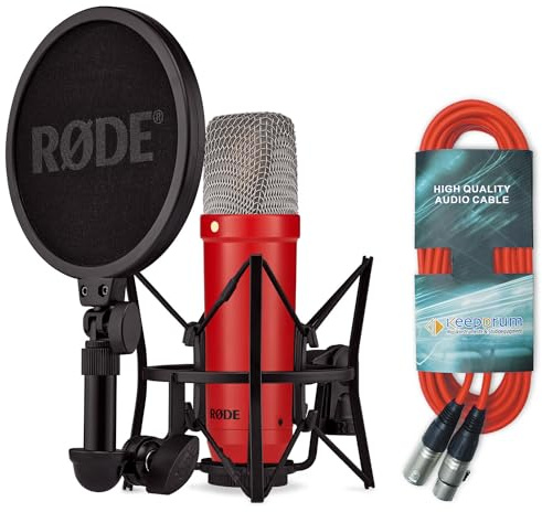 Rode NT1 Signature Red Studio-Mikrofon Rot + keepdrum XLR-Kabel Rot
