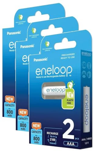 Eneloop Lot de 3 x 2 Piles Rechargeables Micro AAA 800mAh Ni-MH