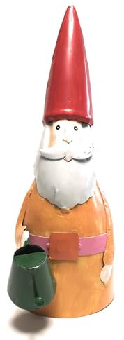 s.dekoda Zaunhocker Zwerg Gartenzwerg Gnom ca. 27cm Gelb - Orange Metalldeko Pfostenhocker [D8457]