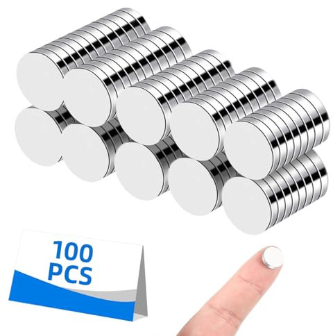 100 Stück Neodym Magnete, 10mm Klein Stark Rund Mit Aufbewahrungsbox für Pinnwand Magnettafel Kühlschrank