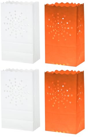 sourcing map White Paper Luminary Bags, 20 Pcs Sun Shape Flame Resistant Lantern Candle Bags for Christmas Weddings Birthday Party Decoration