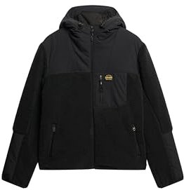 Superdry Herren Expedition Hybrid Hoodie mit Teddyfell Schwarz L