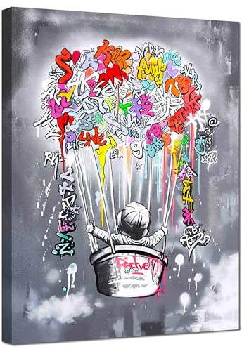 Kunstbruder© Wandbilder Banksy Gross hochkant Schlafzimmer Homed Deko Wohnung Bild Wohnzimmer Bilder Leinwand Graffiti kunstdruck - Bunt gemälde (boyballoncolor, 30x40 cm)