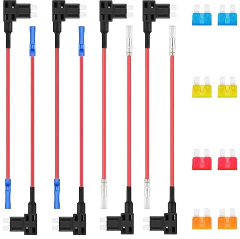 16 Stück Standard Sicherung Adapter Set, Add a Circuit Sicherungsadapter, Auto Flachsicherungsadapter, Piggyback Sicherungen Stecksicherung Verteiler, Sicherungshalter mit Zwei Steckplätzen für Boote