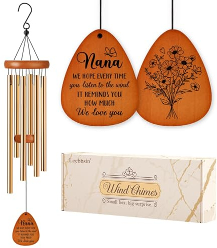Leebbsin Gifts for Nana, 25.5 Wind Chime, Best Nana Birthday Gifts | Nana Present from Grandson, Grandaughters, Grandkids, Grandmother Gifts Ideas for Birthday, Mother's Day, Christmas