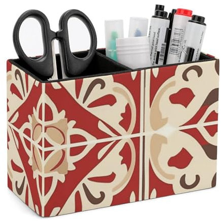 KLOPH Porte-stylo en cuir synthétique pour bureau, pot à crayons esthétique pour bureau, pinceaux de maquillage pour organisateur de stylos, fournitures de bureau, livré dans un pot à crayons rouge et