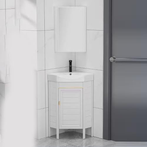 AYHARYLH Meuble Lave Main d'angle,Lavabo Salle De Bain, Évier De Lessive avec Robinet,Lavabo sur Pied d'angle, Lavabo De Salle De Bain Compact, pour Salle De Bain, Buanderie, Salon