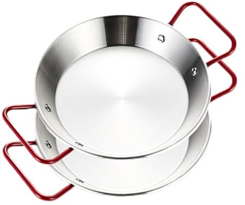 Stainless Steel Paella Pan with Red Handles (22 cm for 1 Person Set of 2)