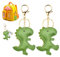 SwirlColor Dinosaurier Schlüsselanhänger, 2pcs Künstliches Leder Lustig Grün Cartoon Tier Schlüsselanhänger Umkehrbare Schlüsselanhänger für Kinder