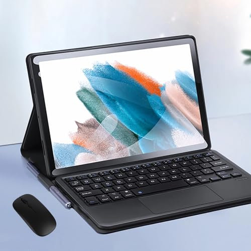 JZCZMCE Funda con Teclado para Samsung Galaxy Tab A8 10,5 Pulgadas 2022 (SM-X200/X205/X207), Contiene Ñ, Teclado Inalámbrico Desmontable Magnético con Ratón Bluetooth