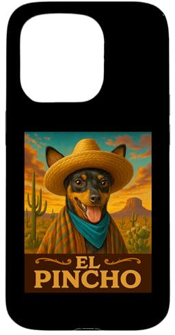 Miniatura Pinscher El Pincho Wild West Cowboy Western Dog Carcasa para iPhone 15 Pro